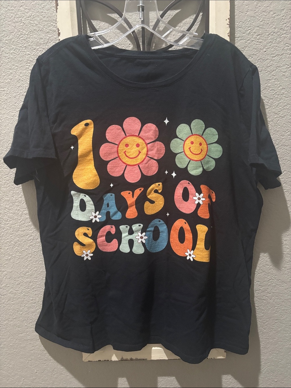 Women’s  '100 Days of School' Graphic Tee - Black with Multicolor Print